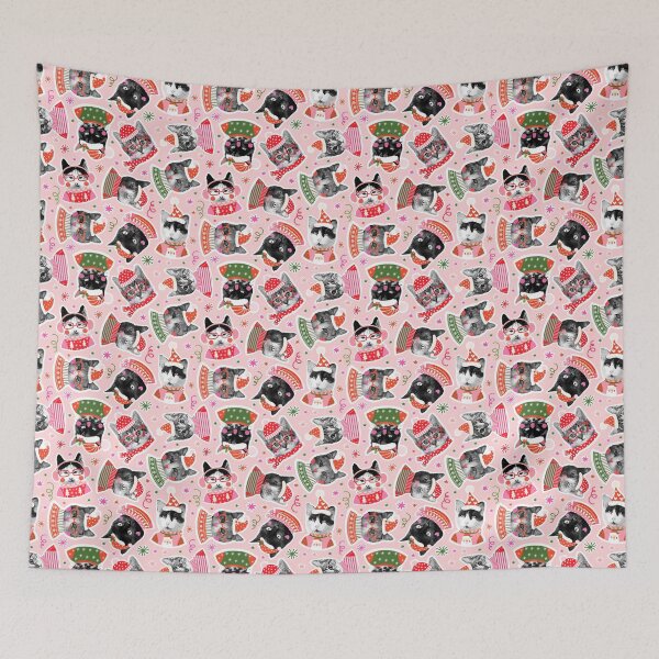 Item preview, Funny Halftone Cats with Ugly Christmas Sweaters and Santa Hats designed and sold by Pravokrugulnik.