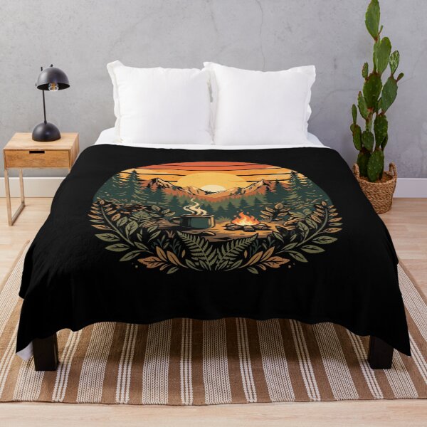 Item preview, Retro Sunset Campfire Forest Coffee designed and sold by DariaOltes.