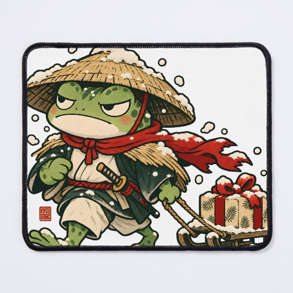 Item preview, Samurai Frog Christmas Sled - Funny Japanese Holiday Frog designed and sold by CreatifStudios.