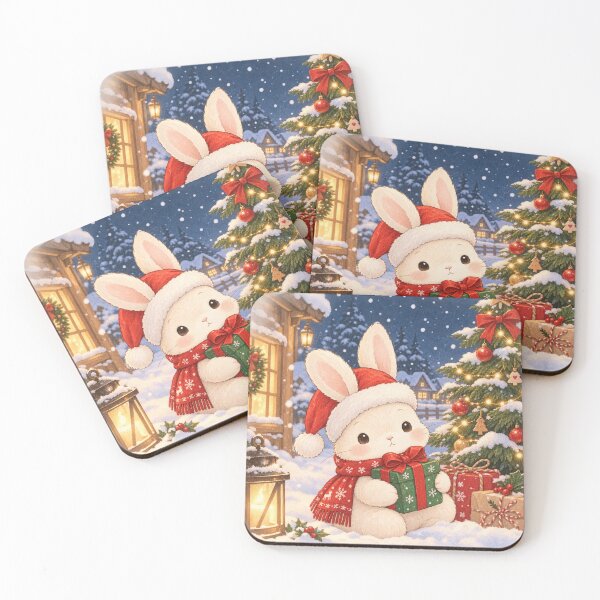 Item preview, Cute Christmas Bunny with Gift – Cozy Winter Rabbit designed and sold by TeikunShop.