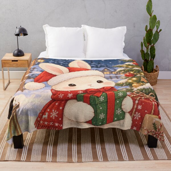Item preview, Cute Christmas Bunny with Gift – Cozy Winter Rabbit designed and sold by TeikunShop.