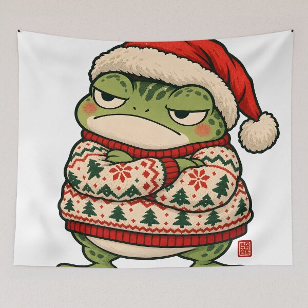 Item preview, Ugly Christmas Sweater Frog - Grumpy Holiday Frog designed and sold by CreatifStudios.