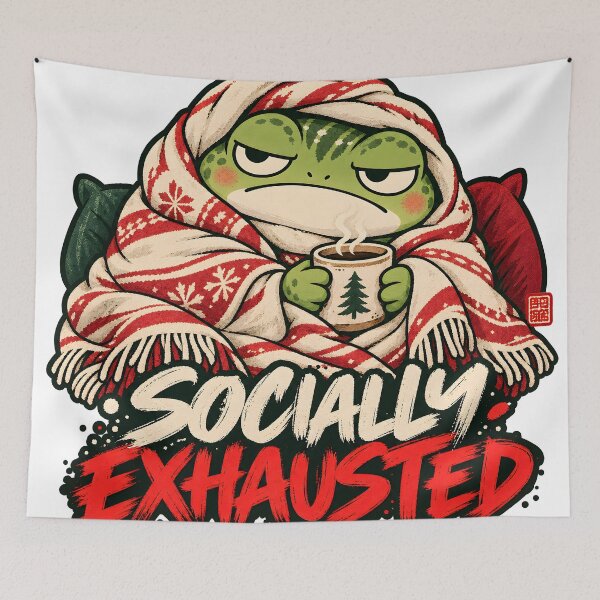Item preview, Socially Exhausted Frog - Funny Introvert Frog with Tea designed and sold by CreatifStudios.