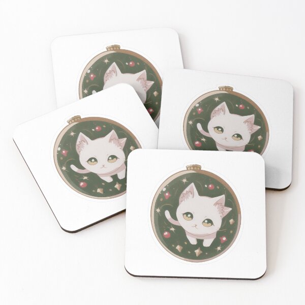 Item preview, White Kitten Christmas Ornament designed and sold by For-Cat Studio.