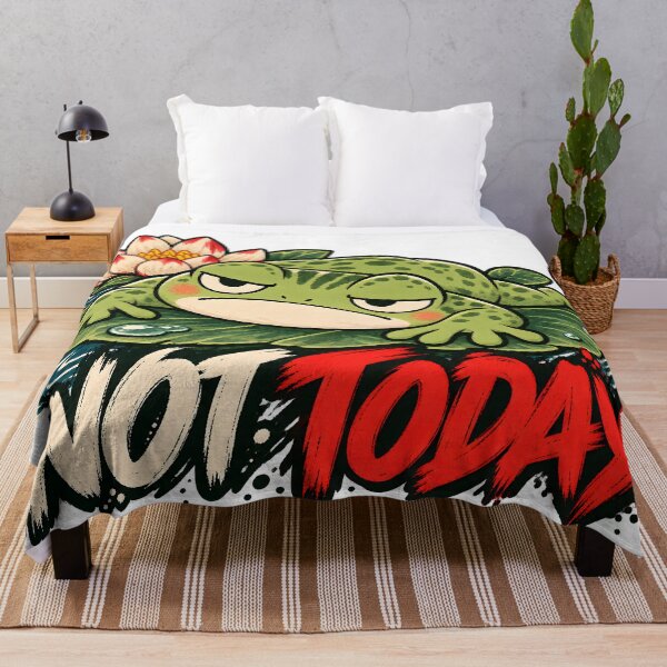 Item preview, Not Today Lazy Frog on Lily Pad - Funny Grumpy Frog designed and sold by CreatifStudios.