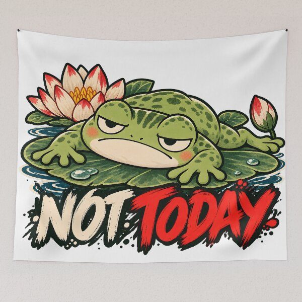 Item preview, Not Today Lazy Frog on Lily Pad - Funny Grumpy Frog designed and sold by CreatifStudios.