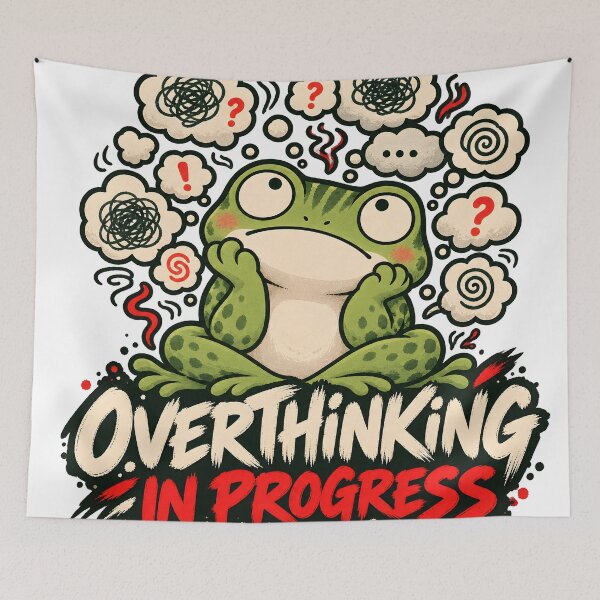 Item preview, Overthinking in Progress Frog - Funny Anxiety Frog designed and sold by CreatifStudios.