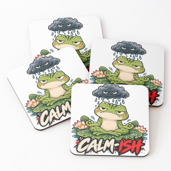 Item preview, Calm-ish Zen Frog with Storm Cloud - Funny Meditation Frog designed and sold by CreatifStudios.