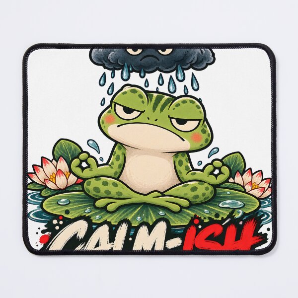 Item preview, Calm-ish Zen Frog with Storm Cloud - Funny Meditation Frog designed and sold by CreatifStudios.