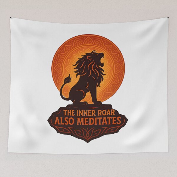 Item preview, Inner Roar Lion Silhouette Meditating Art Design designed and sold by 108stillness.