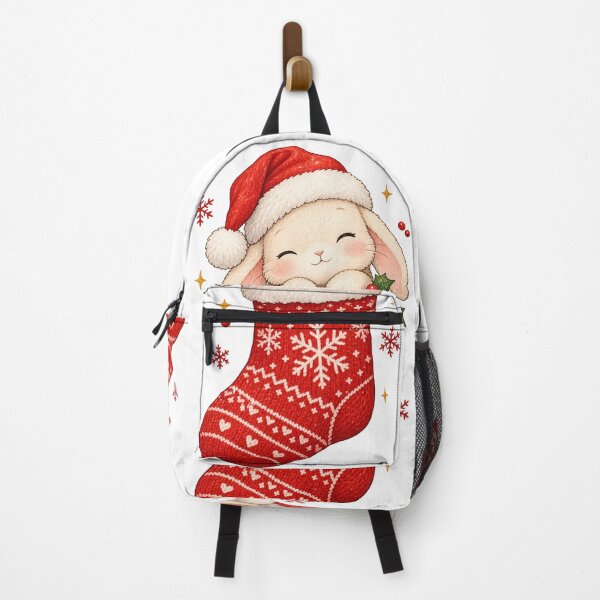 Item preview, Cute Christmas Bunny in a Stocking – Festive Rabbit designed and sold by TeikunShop.