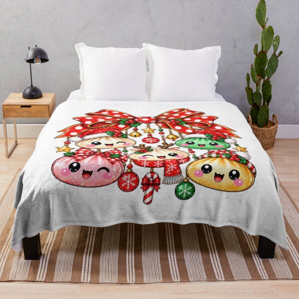 Item preview, Cute Christmas Dumplings with Red Polka Dot Bow designed and sold by Daisy Grimes.