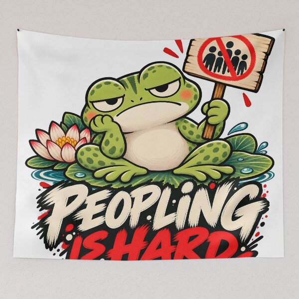 Item preview, Peopling Is Hard Frog - Funny Introvert Protest Sign designed and sold by CreatifStudios.