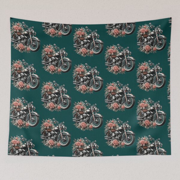Item preview, Excellent Vintage Motorcycle With Beautiful Flowers designed and sold by DulcieSouza.