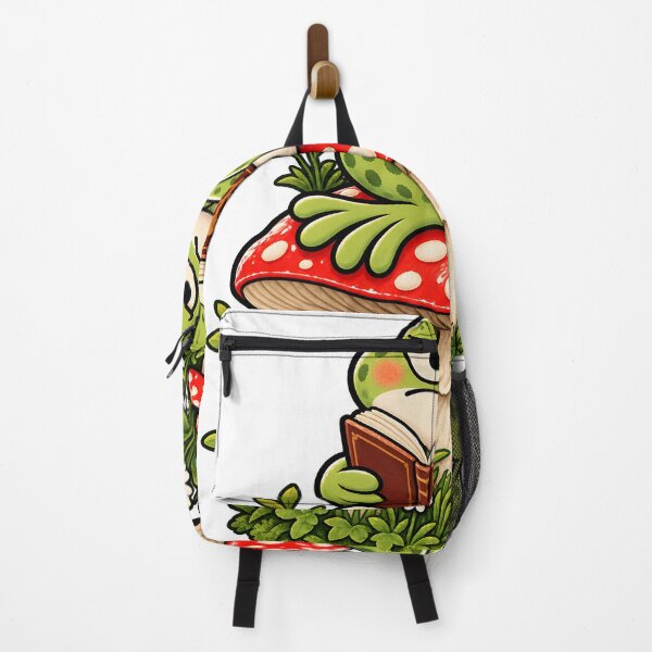 Item preview, Bookish Frog Reading on Toadstool - Cottagecore Frog designed and sold by CreatifStudios.