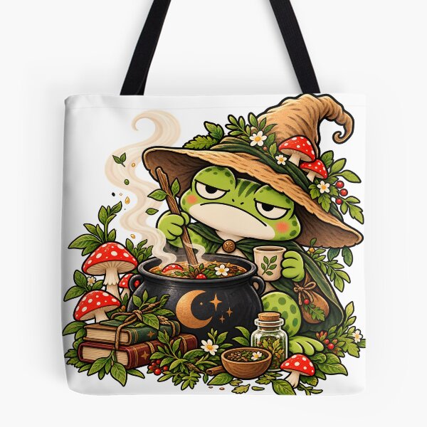 Item preview, Frog Witch Brewing Mushroom Tea - Goblincore Frog designed and sold by CreatifStudios.