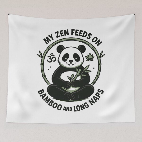 Item preview, Zen Panda Meditation Design with Bamboo Frame designed and sold by 108stillness.