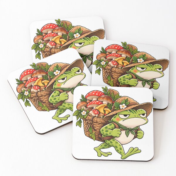 Item preview, Mushroom Foraging Frog with Basket - Goblincore Frog designed and sold by CreatifStudios.