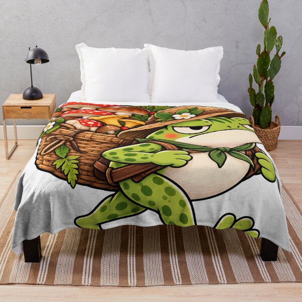 Item preview, Mushroom Foraging Frog with Basket - Goblincore Frog designed and sold by CreatifStudios.