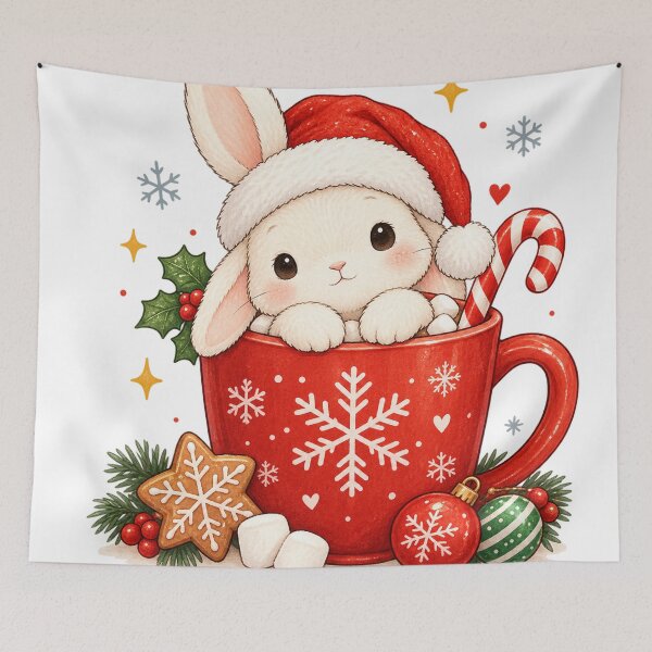 Item preview, Christmas Bunny in a Hot Chocolate Mug designed and sold by TeikunShop.