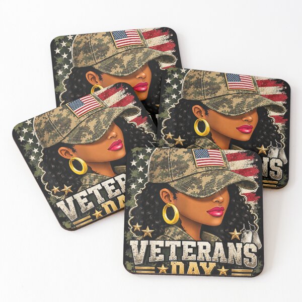 Item preview, Veterans Day Black Woman Distressed American Flag Veterans designed and sold by MakmurMpxgo.