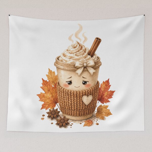Item preview, Cute Pumpkin Spice Latte Character designed and sold by HappyOops.