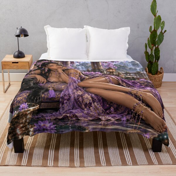 Item preview, Royal Muse of the Jade Empire – Purple Fantasy Queen and Black Panther designed and sold by 5PalmsCreative.