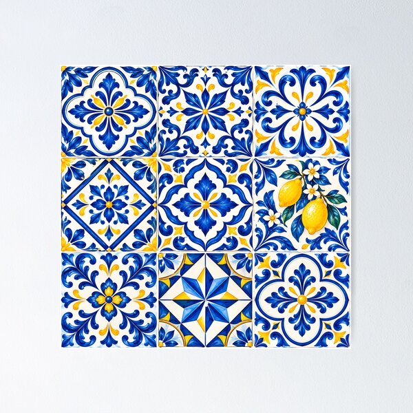 Item preview, Mixed Azulejos Patchwork - Portuguese Tile Pattern designed and sold by CreatifStudios.