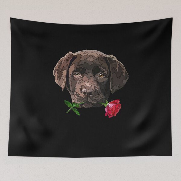 Item preview, Chocolate Labrador With a Rose Puppy designed and sold by Just-Arts-4U.