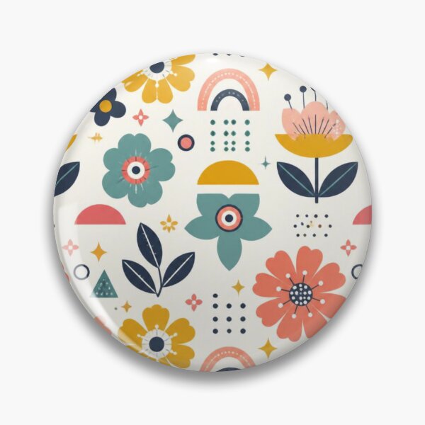 Item preview, Retro Floral Folk Art Pattern – Colourful 70s Boho Flower Design designed and sold by My Gluten Free Life UK.