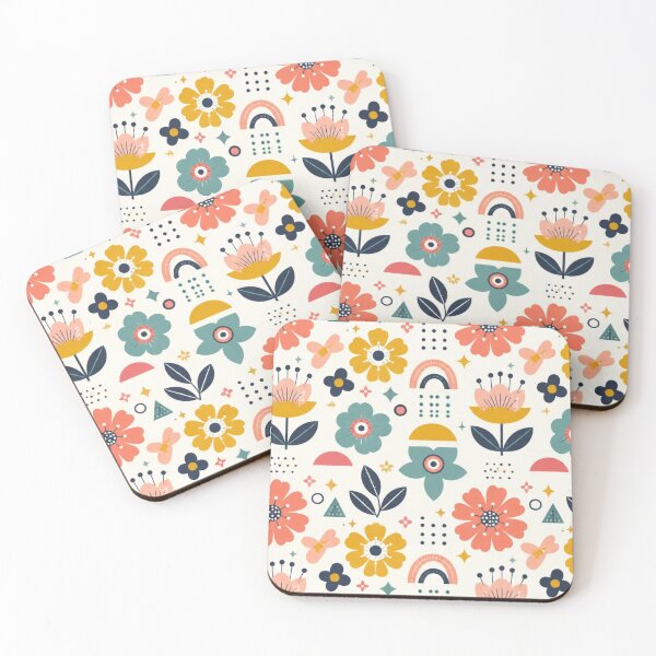 Item preview, Retro Floral Folk Art Pattern – Colourful 70s Boho Flower Design designed and sold by My Gluten Free Life UK.