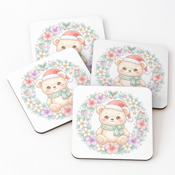 Item preview, Kawaii Christmas Teddy Bear with Flowers designed and sold by MyshopnameSell.