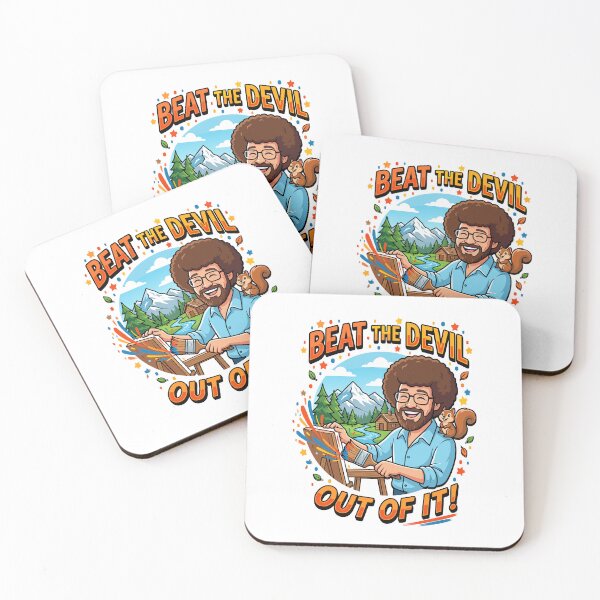Item preview, Beat The Devil Out Of It - Funny Bob Ross Cartoon designed and sold by Karamram Studio.
