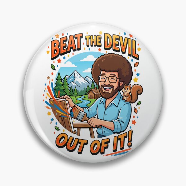Artikelvorschau, Vertreibe es mit dem Teufel – Lustiger Bob-Ross-Cartoon entworfen und verkauft von Karamram Studio.