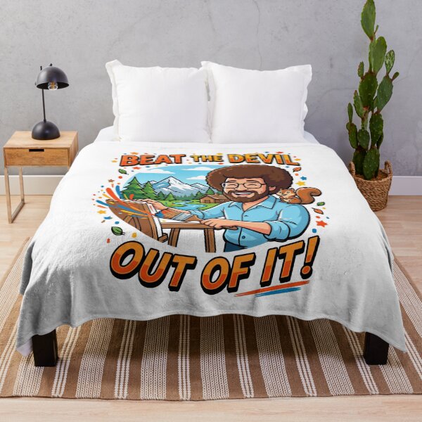 Item preview, Beat The Devil Out Of It - Funny Bob Ross Cartoon designed and sold by Karamram Studio.