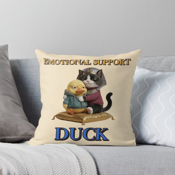Item preview, Emotional Support Duck Funny Pharaoh Cat Hugging Grumpy Duck designed and sold by Pharaoh Funnies.