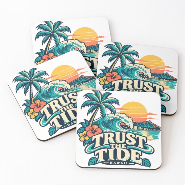 Item preview, Trust The Tide Hawaii – Vintage Surf Wave & Palm Tree – Retro Tropical Beach Art Tee designed and sold by bobscraze.