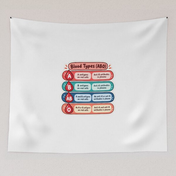 Item preview, ABO Blood Group Antigens and Antibodies Drawn Study Aid Nursing Sticker designed and sold by isokinetic.
