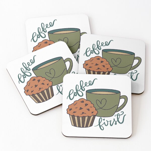 Item preview, Coffee First – Cute Coffee and Muffin Doodle designed and sold by NushesWorld.