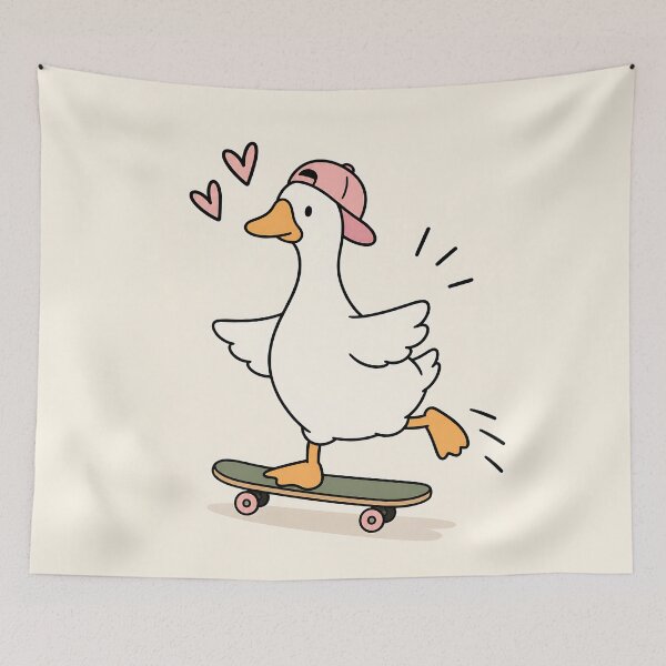 Item preview, Cute Skateboarding Duck in Pink Cap designed and sold by artswag.