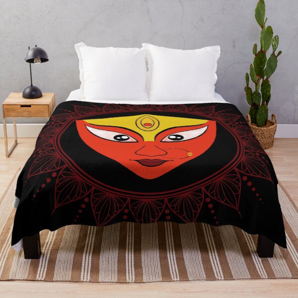 Item preview, Maa Durga Face Art with Red and Gold Mandala designed and sold by Nehahabib.