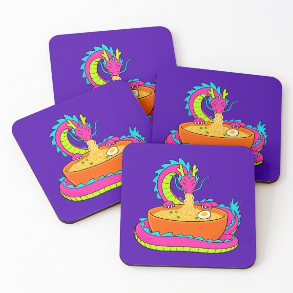 Item preview, Chinese Dragon Eating Ramen Noodles on Neon Violet designed and sold by FrostyForge.