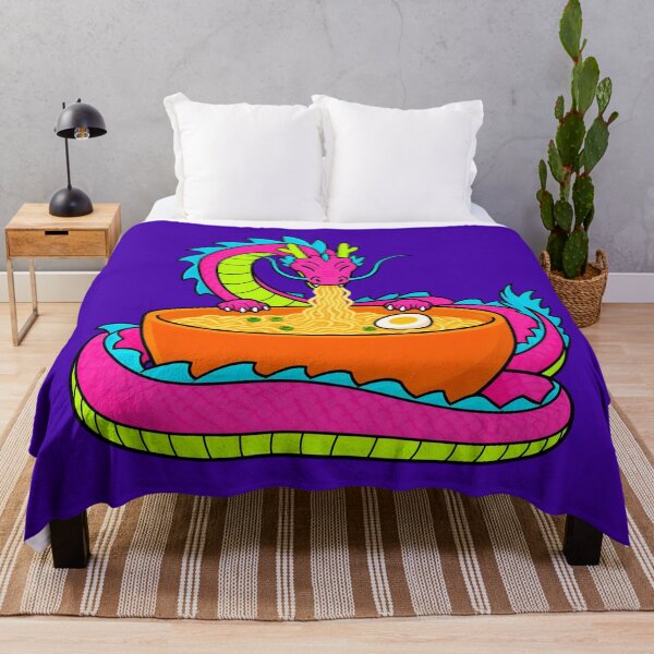 Item preview, Chinese Dragon Eating Ramen Noodles on Neon Violet designed and sold by FrostyForge.