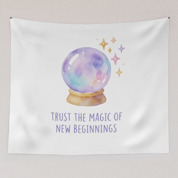 Item preview, Trust the Magic of New Beginnings – Watercolor Crystal Ball Inspirational Quote designed and sold by Moodcraft Studio.