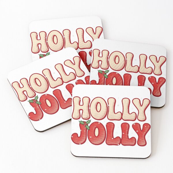Item preview, Holly Jolly Retro Christmas Typography – Vintage Bubble Letters Holly designed and sold by CozyCornerDesigns.