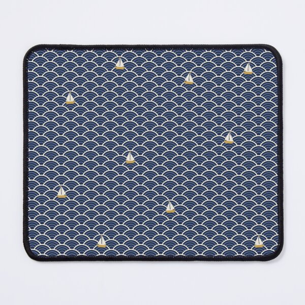 Item preview, Tiny Sailboats on Navy Japanese Wave Pattern designed and sold by oceanys.