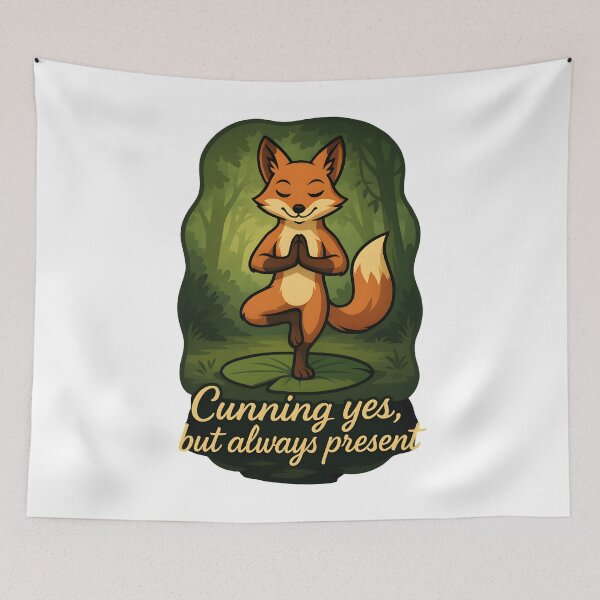 Item preview, Cute Orange Fox Tree Pose Forest Yoga Art designed and sold by 108stillness.