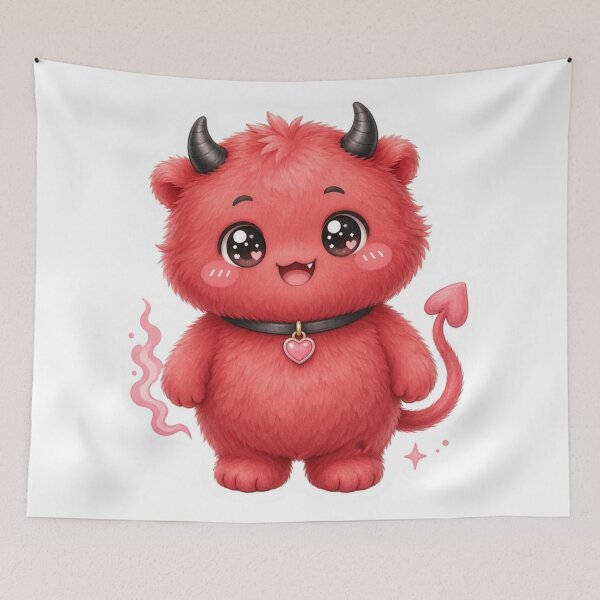 Item preview, Cute Red Demon Kawaii Monster with Heart Charm designed and sold by ExploreAura Studio.