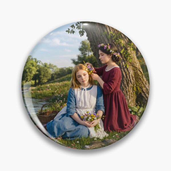 Item preview, Girls by a Riverbank in Spring designed and sold by artisfun333.