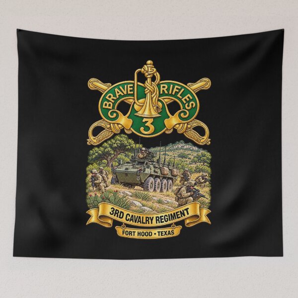Item preview, 3rd Cavalry Regiment w Br - Ribbon - Fort Hood  Scene - 3D - Transparent designed and sold by Military Insignia Products.